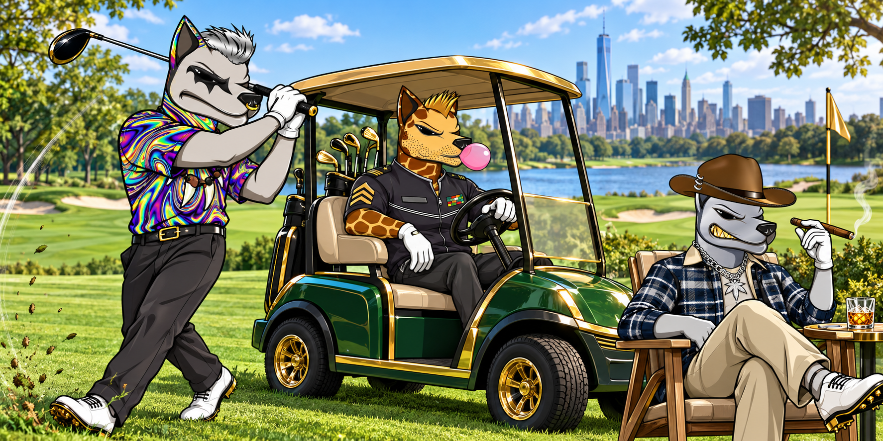 Three MAD DOGZ enjoying a luxury golf day near Manhattan