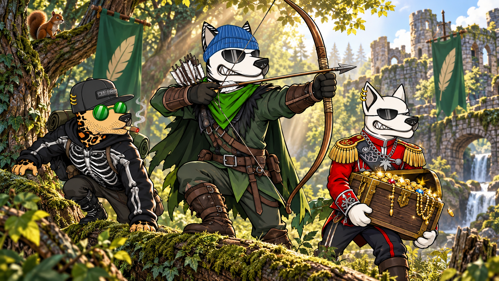 MAD DOGZ archer leading the pack through a Sherwood-style forest